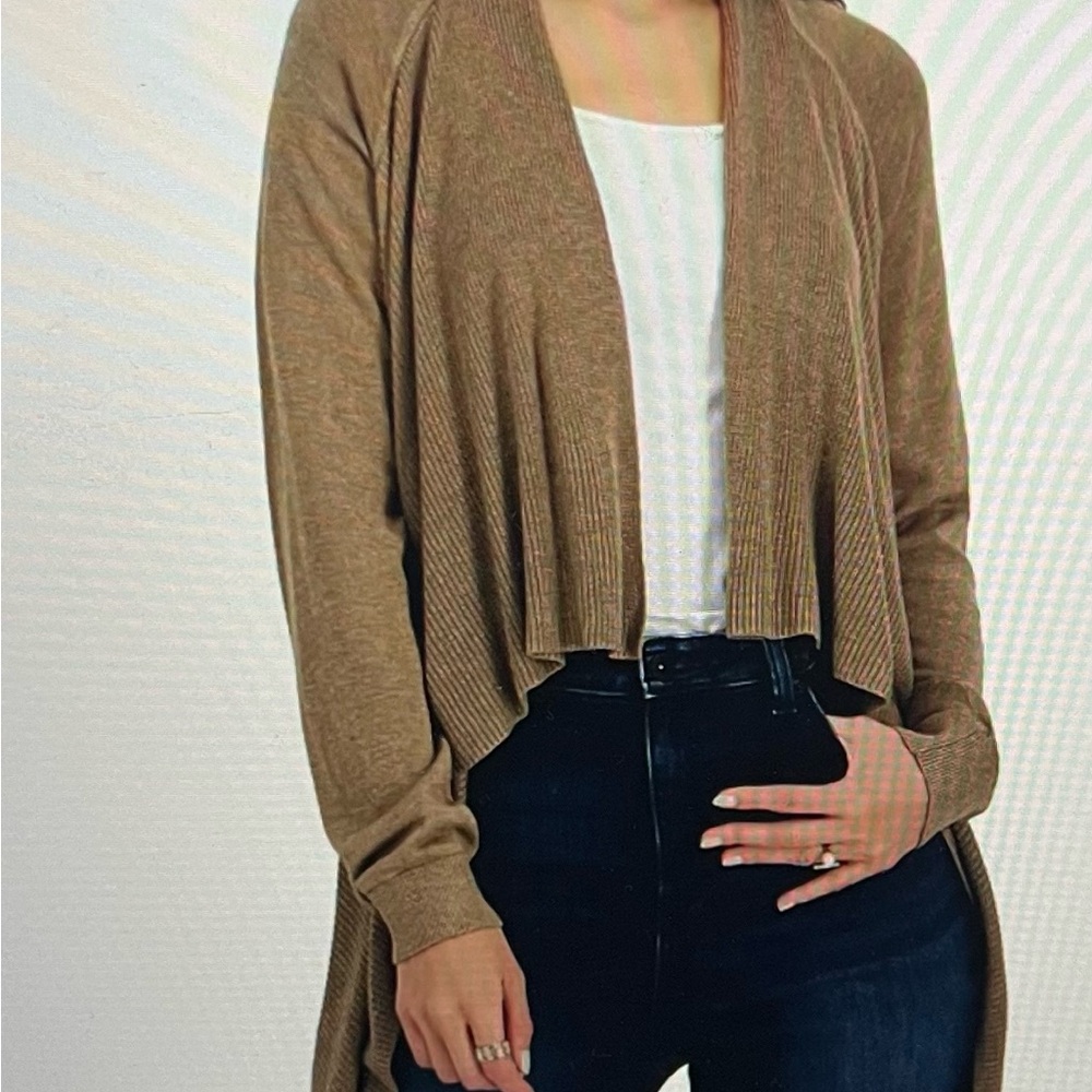 INC International Concepts Brown Open Front Cardigan